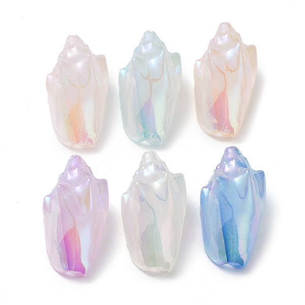 PandaHall Mermaid-inspired Plating Opaque Acrylic Beads, Mixed Color, 30x15.5x14.5mm, Hole: 1.6mm Acrylic Others Multicolor