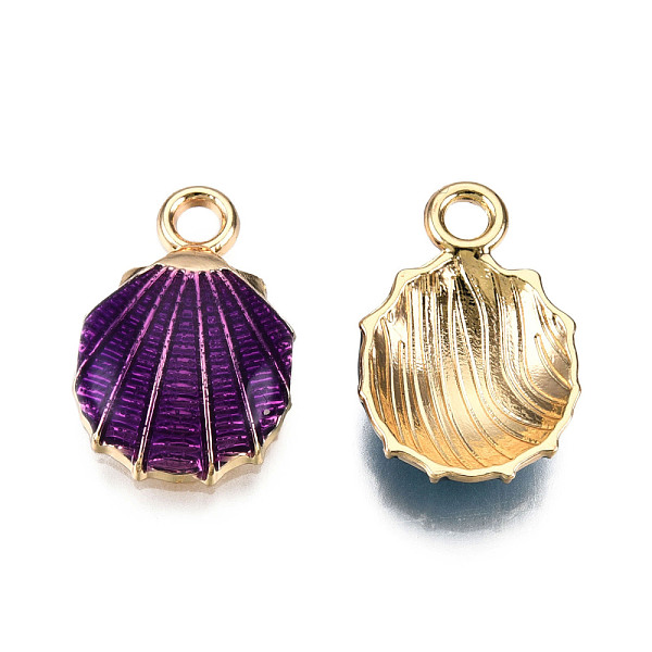 

PandaHall Alloy Enamel Pendants, Light Gold, Shell/Scallop, Slate Blue, 19.5x13x4.5mm, Hole: 2.5mm Alloy+Enamel Shell Shape Blue