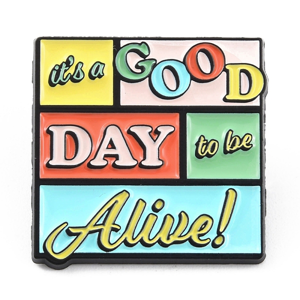 

PandaHall Word It's A Good Day To Be Alive Enamel Pins, Electrophoresis Black Zinc Alloy Brooches for Backpack Clothes, Colorful...