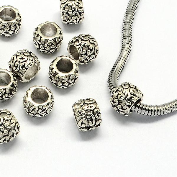 

PandaHall Alloy European Beads, Large Hole Beads, Rondelle, Antique Silver, 9.5x7mm, Hole: 5mm Alloy Rondelle