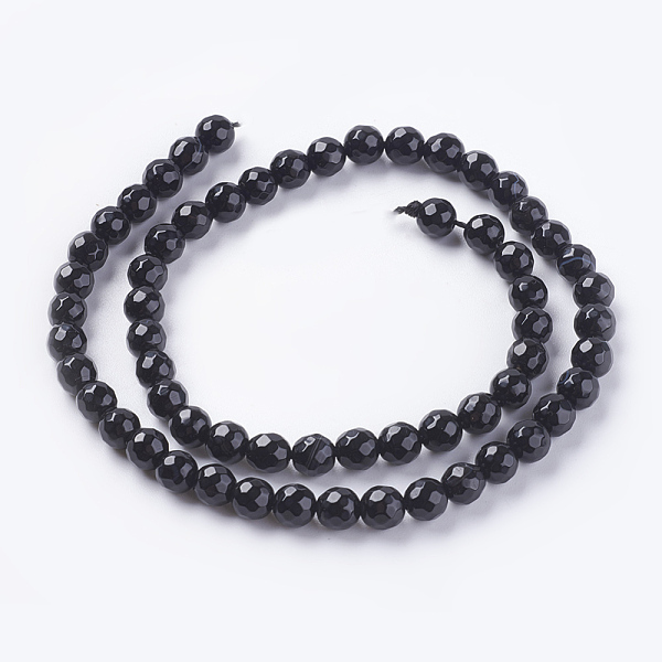 

PandaHall Natural Agate Beads Strands, Grade AB, Faceted, Dyed, Round, Black, 6mm, Hole: 1mm, about 62pcs/strand, 15 inch Natural Agate...