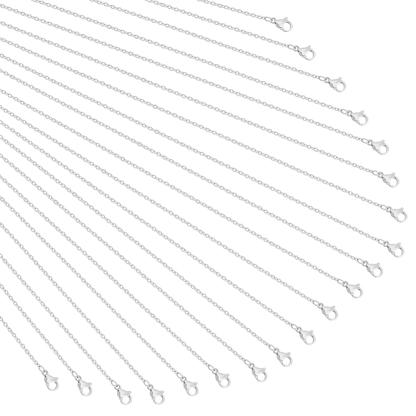 20Pcs 304 Stainless Steel Cable Chains Necklaces Set for Men Women