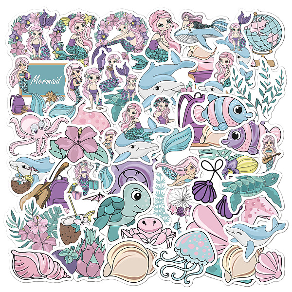 

PandaHall 50Pcs Ocean Theme PVC Self-Adhesive Cartoon Stickers, Waterproof Sea Animal Decals for Kid's Art Craft, Mixed Color, 40~60mm..., Multicolor