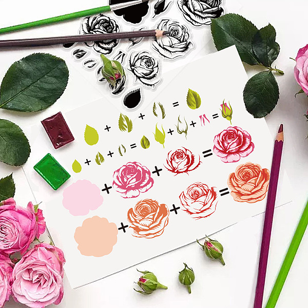 

PandaHall GLOBLELAND Layered Roses Clear Stamps Flowers Silicone Stamps Lovely Valentine's Day Flower Rubber Transparent Rubber Seal Stamps...