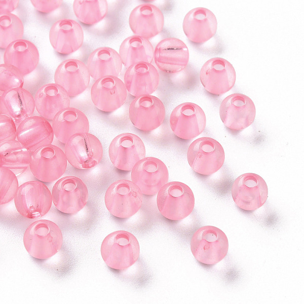 

PandaHall Transparent Acrylic Beads, Round, Hot Pink, 6x5mm, Hole: 1.8mm, about 4400pcs/500g Acrylic Round