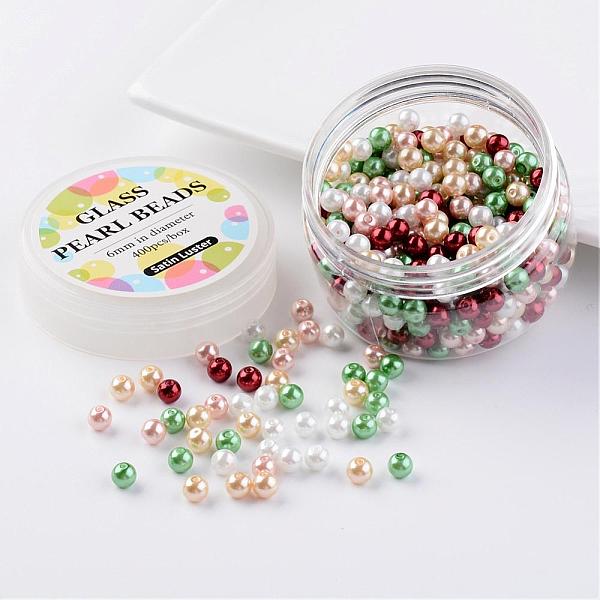 

PandaHall Glass Pearl Bead Sets, Christmas Mix, Eco-Friendly, Round, Dyed , Mixed Color, 6mm, Hole: 0.7~1.1mm, about 400pcs/box. Glass..., Multicolor