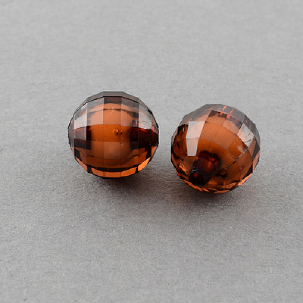 

PandaHall Transparent Acrylic Beads, Bead in Bead, Faceted, Round, Saddle Brown, 12mm, Hole: 2mm, about 580pcs/500g Acrylic Round Brown