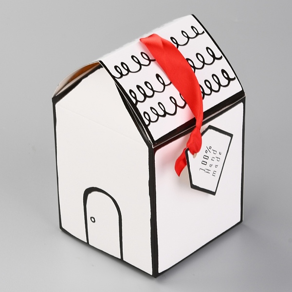 

PandaHall Christmas Theme Gift Sweets Paper Folding Boxes, Labels with Word and Ribbon, for Christmas Decorate, House Shape, Mixed Color..., Multicolor