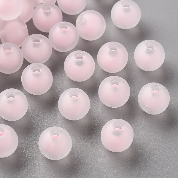 

PandaHall Transparent Acrylic Beads, Frosted, Bead in Bead, Round, Pink, 9.5x9mm, Hole: 2mm, about 960pcs/500g Acrylic Round Pink
