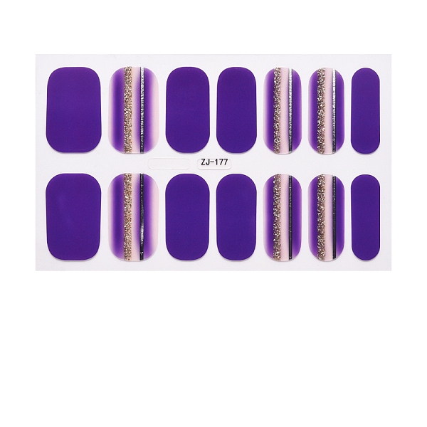 

PandaHall Full Wraps Nail Polish Stickers, Self-Adhesive, for Nail Decals Design Manicure Tips Decorations, Indigo, 14pcs/sheet Paper Others..., Purple