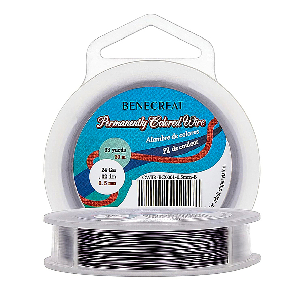 

PandaHall BENECREAT 24-Gauge Tarnish Resistant Gunmetal Wire, 98-Feet/33-Yard Copper Round