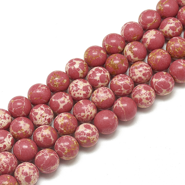 

PandaHall Synthetic Imperial Jasper Beads Strands, Dyed, Round, Cerise, 6mm, Hole: 1mm, about 68pcs/strand, 15.7 inch Imperial Jasper Round..., Red