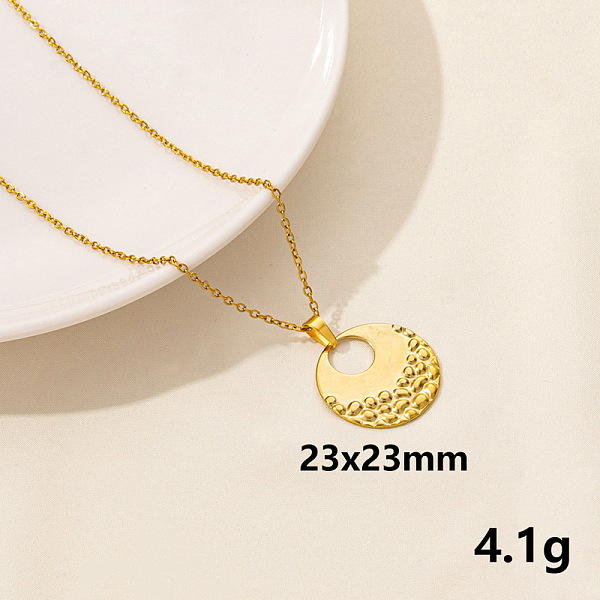 

PandaHall 304 Stainless Steel Flat Round Pendant Necklace for Women, Cable Chain Necklaces Stainless Steel Flat Round
