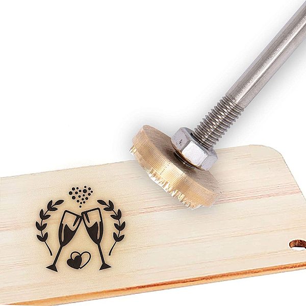 

PandaHall OLYCRAFT Wood Leather Branding Iron 3CM Branding Iron Stamp Custom Logo BBQ Heat Stamp with Brass Head and Wood Handle for...