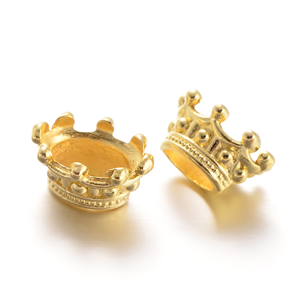 

PandaHall Large Hole Crown Brass Beads, Golden, 14x11x7mm, Hole: 4.5x7mm and 7x11mm Brass Crown