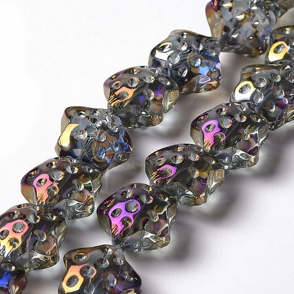 

PandaHall Transparent Electroplate Glass Beads Strands, Rainbow Plated, Star, Medium Orchid, 15x15x9mm, Hole: 1.2mm, about 45pcs/strand...