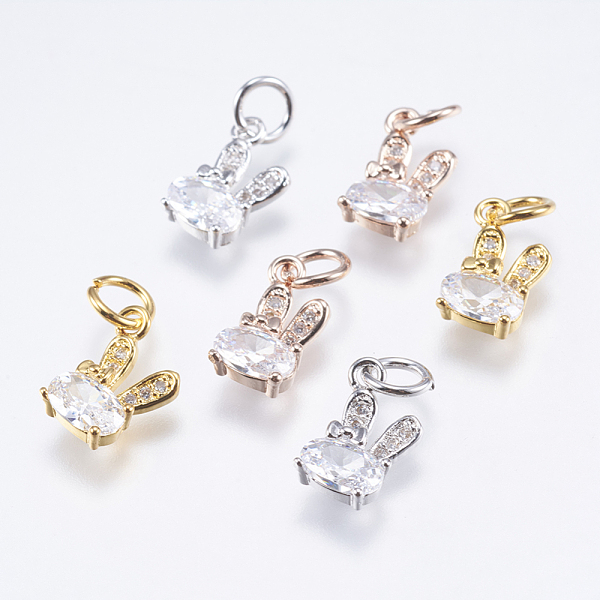 Brass Micro Pave Cubic Zirconia Bunny Charms