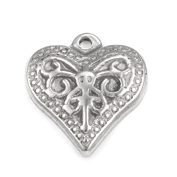 

PandaHall 304 Stainless Steel Pendants, Heart Charm, Stainless Steel Color, 16.5x15x3mm, Hole: 1.2mm 304 Stainless Steel Heart