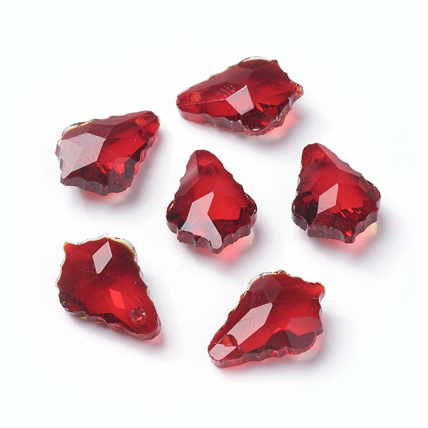 

PandaHall Faceted Glass Pendants, Leaf, Red, 16x11x6mm, Hole: 1.5mm Glass Leaf Red