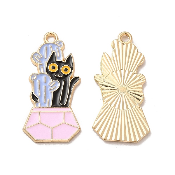

PandaHall Alloy Enamel Pandants, Lead Free & Cadmium Free, for Halloween, Cat Charm, Light Gold, 30x15x1.5mm, Hole: 1.8mm Alloy+Enamel Cat...