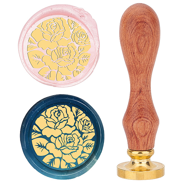 

PandaHall CRASPIRE Rose Wax Seal Stamp 25mm Flower Sealing Wax Stamps Retro Rosewood Handle Removable Brass Head for Wedding Invitations...