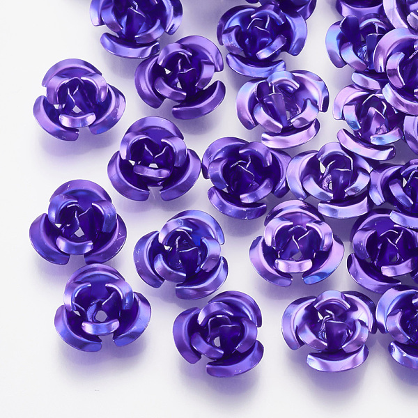 

PandaHall Aluminum Beads, 3-Petal Flower, Mauve, 8.5~9x4.5mm, Hole: 1mm, about 950pcs/bag Aluminum Flower Purple
