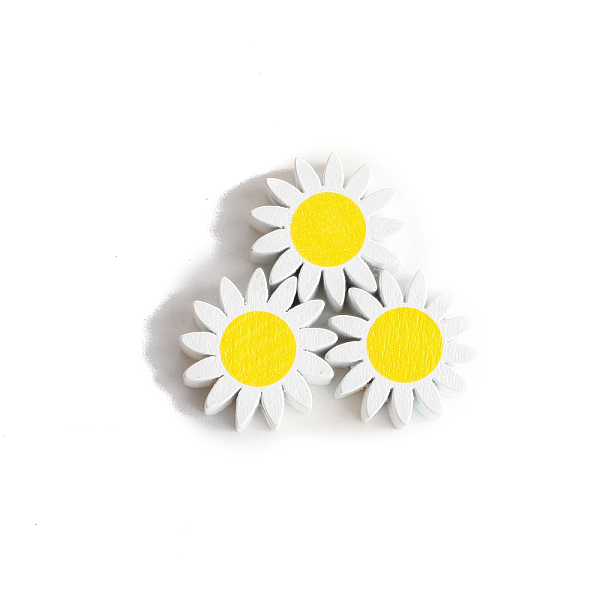 

PandaHall Spray Painted Wood Beads, Sunflower Bead, White, 22mm Wood Flower White