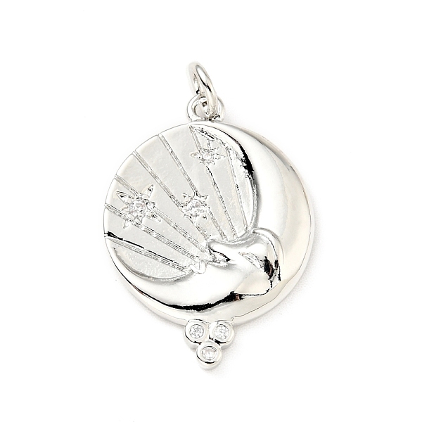 

PandaHall Brass Micro Pave Cubic Zirconia Pendants, Cadmium Free & Lead Free, Flat Round with Moon, Long-Lasting Plated, Platinum, 24x18x3mm..., Clear