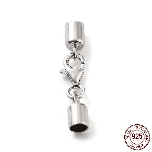 

PandaHall 925 Sterling Silver Lobster Claw Clasps, with Cord Ends and 925 Stamp, Platinum, 25mm, Inner Diameter: 3.5mm Sterling Silver