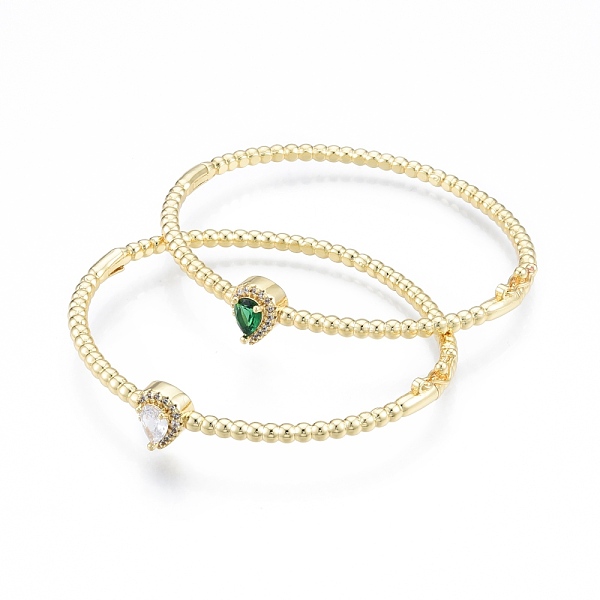 

PandaHall Cubic Zirconia Teardrop Hinged Bangle, Real 18K Gold Plated Brass Jewelry for Women, Mixed Color, Inner Diameter: 2x2-3/8 inch..., Multicolor