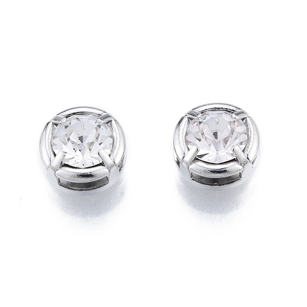 

PandaHall Brass Micro Pave Clear Cubic Zirconia Beads, Flat Round, Platinum, 8.8x5.8mm, Hole: 1.2x4.9mm Brass+Cubic Zirconia Flat Round...