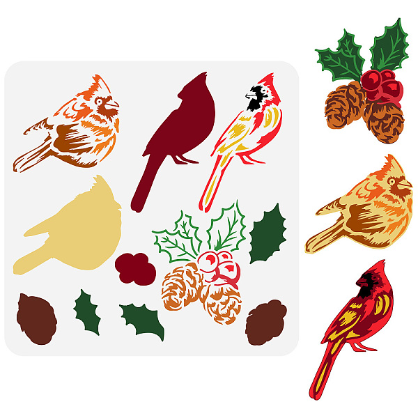 

PandaHall FINGERINSPIRE Layered Cardinal and Holly Stencil for Painting 11.8x11.8inch Large Cardinal Silhouette Painting Stencil Reusable...