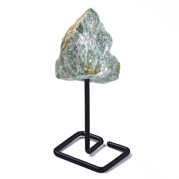 

PandaHall Natural Jade Display Decorations, Rough Raw Stone, with Spray Painted Iron Findings, Nuggets, 111~158mm Jade Nuggets
