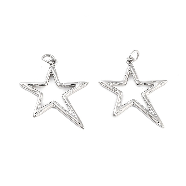 

PandaHall Rack Plating Brass Pendants, Long-Lasting Plated, Cadmium Free & Lead Free, with Jump Ring, Star, Platinum, 28x24x2mm, Hole: 3.5mm...