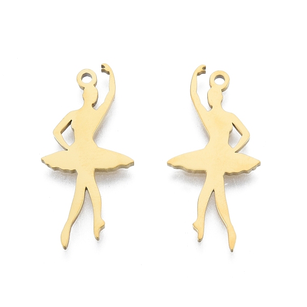 

PandaHall Ion Plating(IP) 201 Stainless Steel Pendant, Ballet Girl Charms, Real 18K Gold Plated, 29x14x1.5mm, Hole: 1.5mm 201 Stainless...