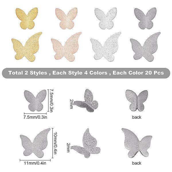 

PandaHall SUNNYCLUE Alloy Cabochons, Butterfly, Mixed Color, 160pcs/box Alloy Butterfly