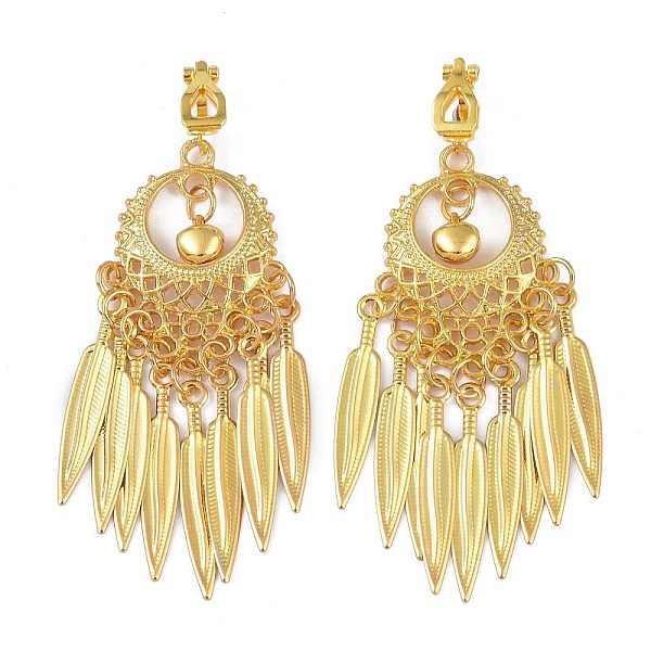 

PandaHall Bohemia Zinc Alloy Clip-on Earrings, Chandelier Earrings for Women, Golden, 70x24mm Alloy