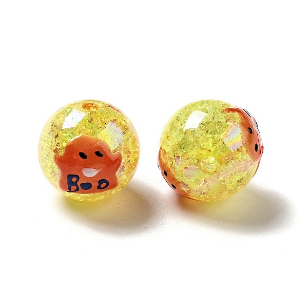 

PandaHall AB Color Transparent Crackle Acrylic Round Beads, Halloween Ghost Beads, with Enamel, Gold, 19.5x20.5mm, Hole: 3mm Acrylic Round...