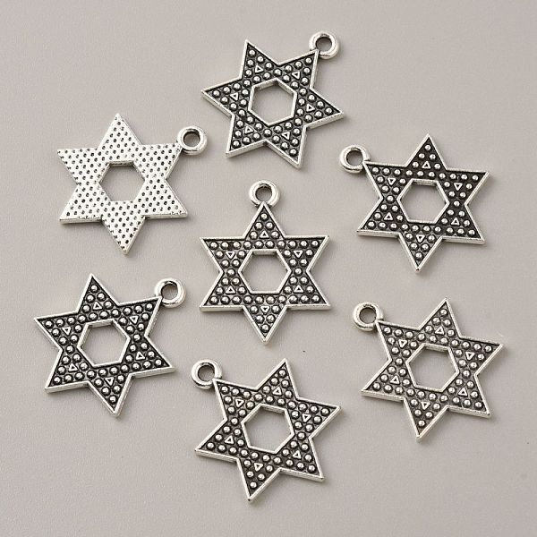 

PandaHall Tibetan Style Alloy Pendants, Star of David Charms, Antique Silver, 27.5x21x2mm, Hole: 2mm Alloy Star