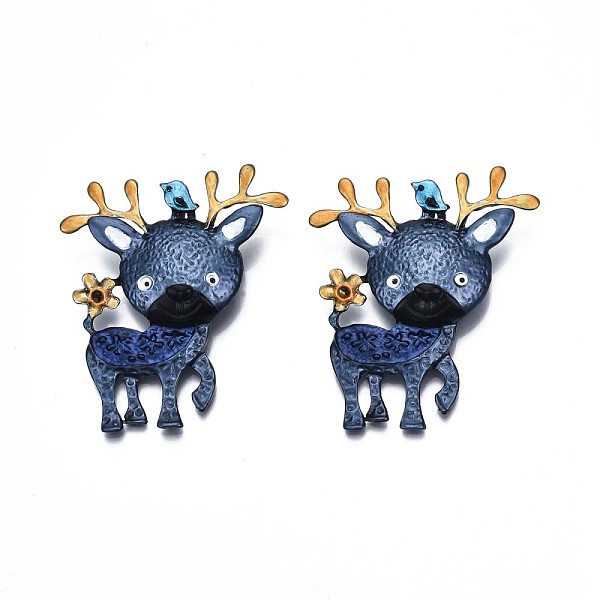 PandaHall Deer Enamel Pin, Animal Alloy Brooch for Backpack Clothes, Nickel Free & Lead Free, Electrophoresis Black, Sandy Brown, 59x49mm...