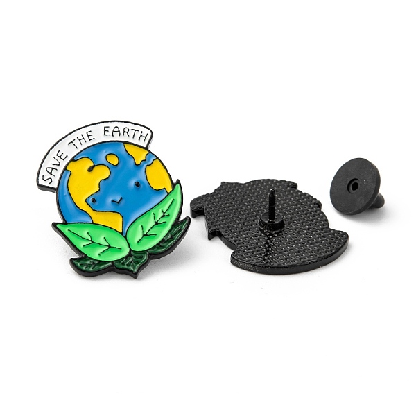 

PandaHall Creative Zinc Alloy Brooches, Enamel Lapel Pin, with Iron Butterfly Clutches or Rubber Clutches, Electrophoresis Black, Save The..., Green