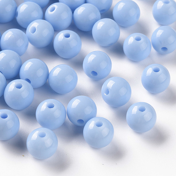 

PandaHall Opaque Acrylic Beads, Round, Light Sky Blue, 10x9mm, Hole: 2mm Acrylic Round