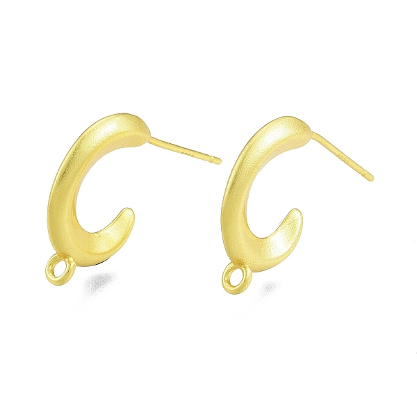 

PandaHall Rack Plating C-Shape Brass Stud Earring Findings, with Vertical Loops, Nickel Free, Matte Gold Color, 17x19x2.5mm, Hole: 1.5mm...