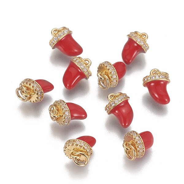 

PandaHall Cubic Zirconia Charms, with Enamel and Brass Findings, Long-Lasting Plated, Sword, Golden, Red, 10.5x7~7.5x5.5~6mm, Hole: 3mm...
