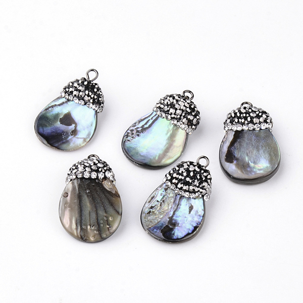 

PandaHall Rhinestone Abalone Shell/Paua Shell Pendants, with Iron Findings, Eggplant, Colorful, 25~26x15~16x2~3.5mm, Hole: 2mm Paua Shell...