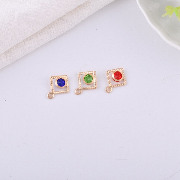 

PandaHall Alloy Rhinestone Pendants, Rhombus, Mixed Color, Light Gold, 18x14mm Alloy+Rhinestone Flat Round Multicolor