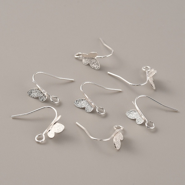 

PandaHall Brass Butterfly Earring Hooks, with Vertical Loop, Silver, 15.5mm, Hole: 2mm, Pin: 0.5mm Brass
