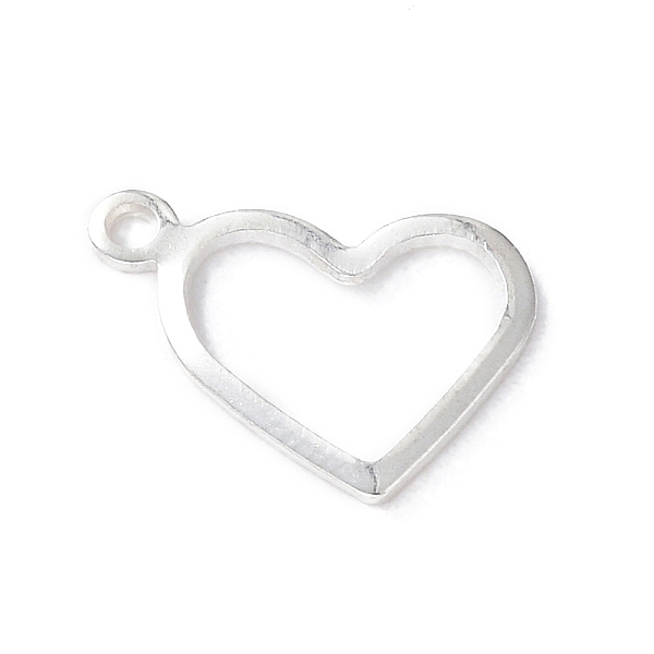 PandaHall 304 Stainless Steel Charms, Stamping Blank Tag, Heart, Stainless Steel Color, 10x13.7x1mm, Hole: 1mm 304 Stainless Steel Heart