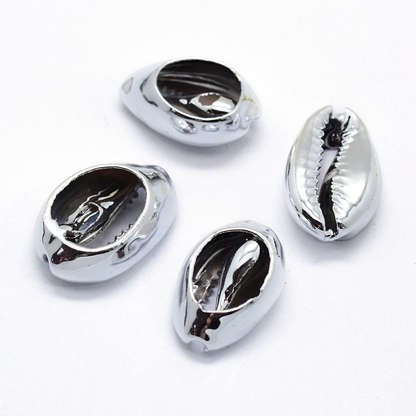 

PandaHall Electroplate Shell Beads, Shell, Platinum, 15~25x12~16x7mm, Hole: 1~2mm Other Sea Shell Shell Shape