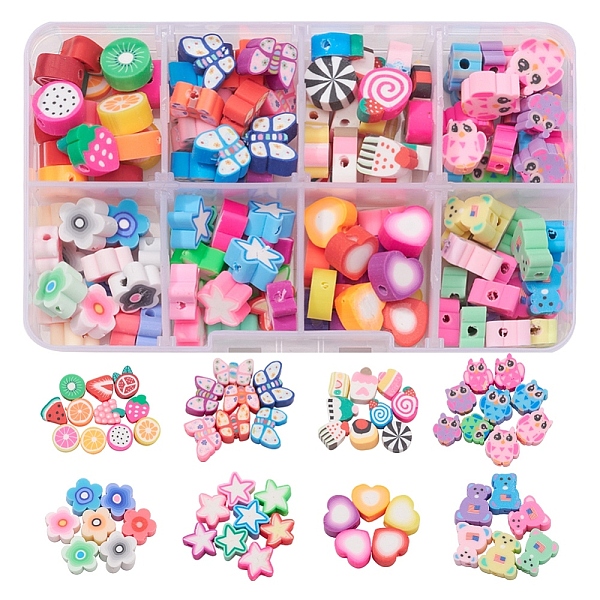 

PandaHall 160Pcs 8 Style Handmade Polymer Clay Beads, Mixed Color, 7~13.5x8~12x4~5mm, Hole: 1.6~2.5mm, 20pcs/style Polymer Clay Mixed Shapes..., Multicolor